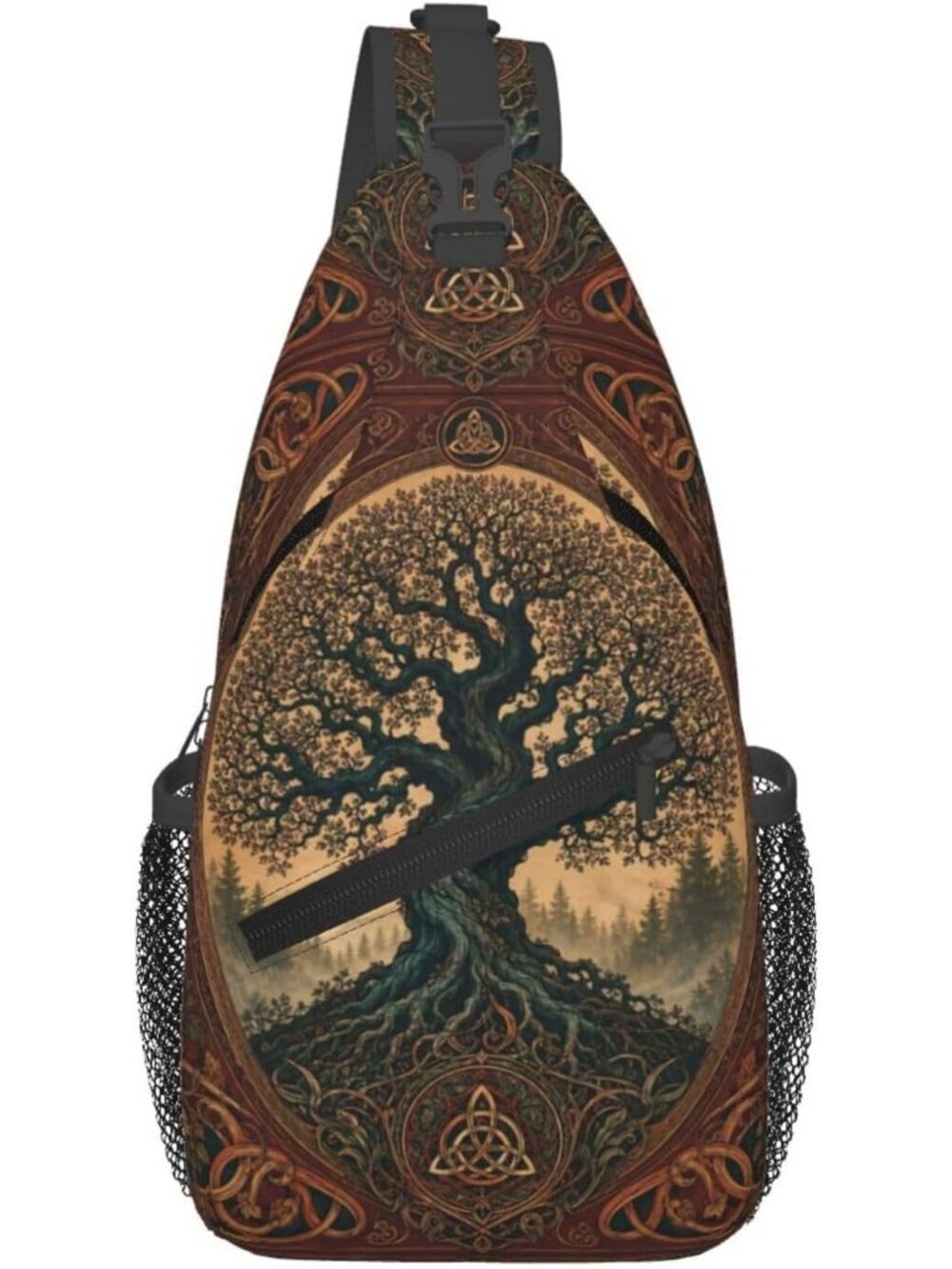 Unisex Tree Board Skeletons Sling Backpack Chest Hiking Travel Crossbody Bag